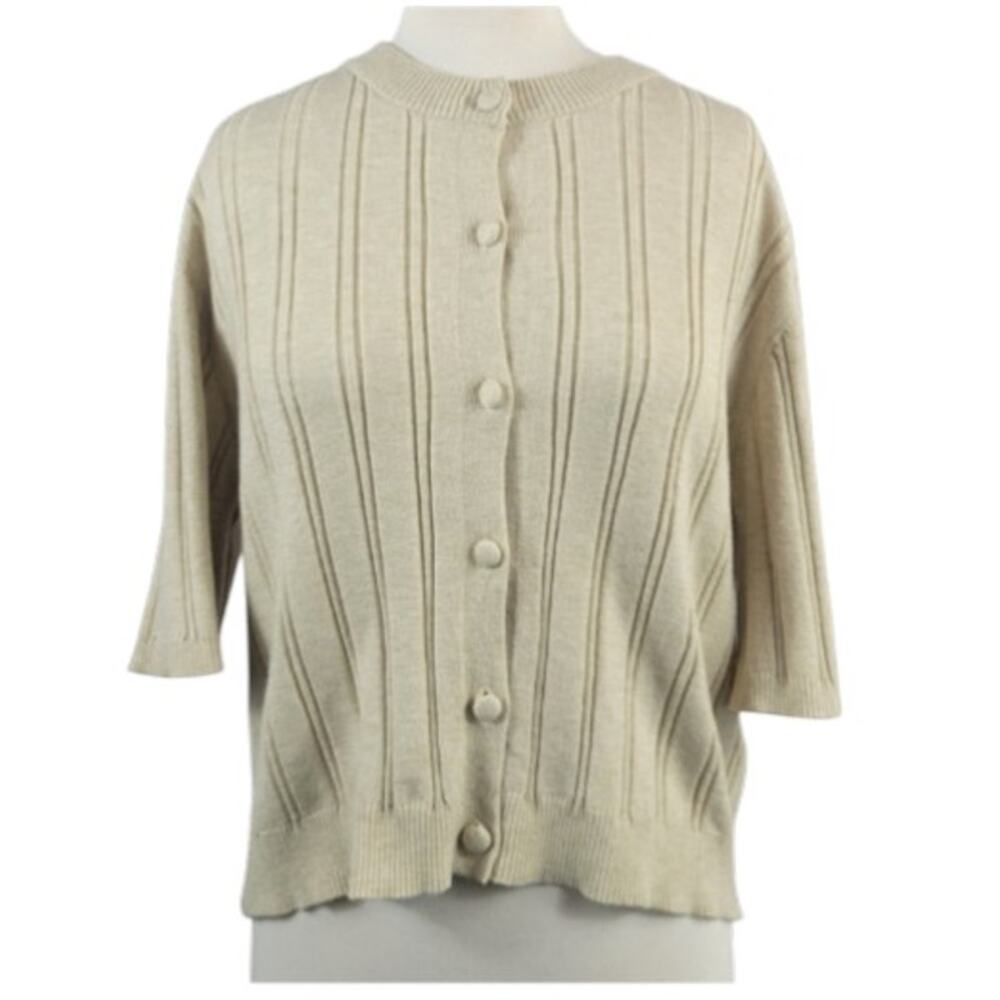 MSCH Moss Copenhaden Marlena Rachelle 2/4 cardigan short sleeve cream Size S/M